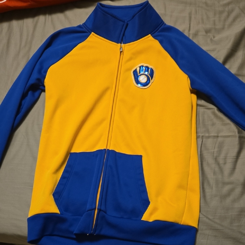 PINK Victoria's Secret Color-Block Blue and Yellow Hoodie